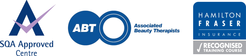 Logo of SQA Approved Centre, Associated Beauty Therapists and Hamilton Fraser Insurance