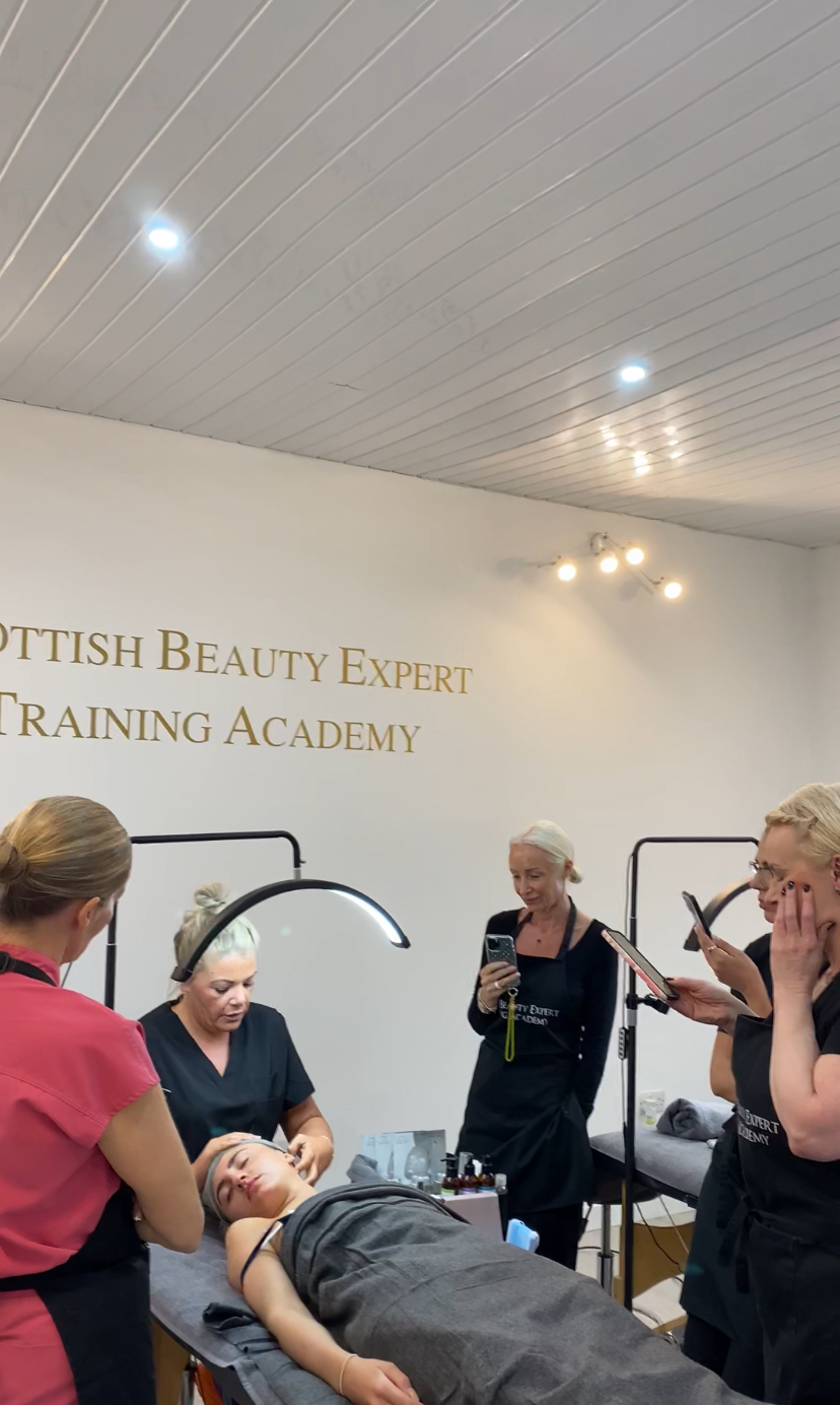 Beauty therapy practical training session at Scottish Beauty Expert Training Academy